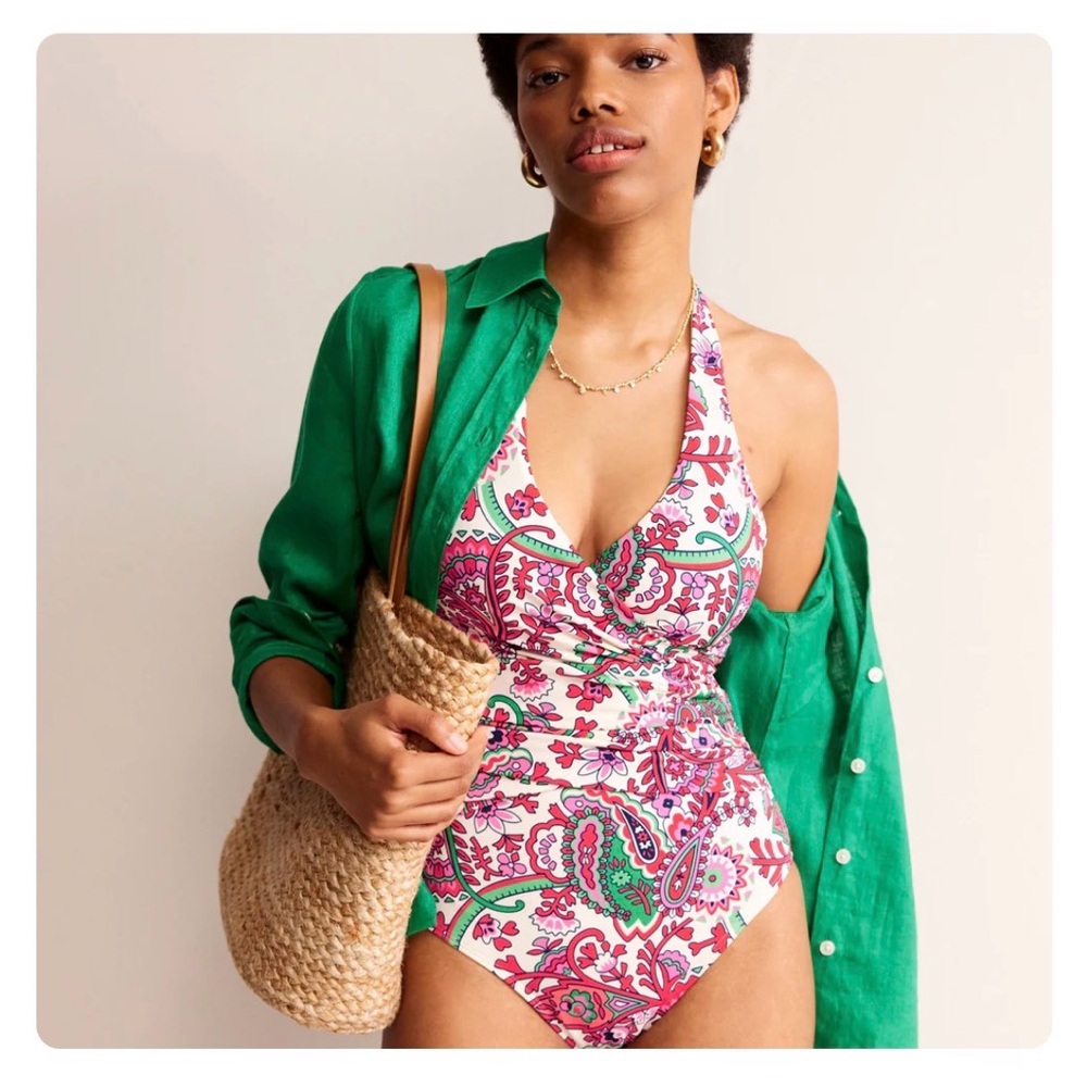 Boden Long Torso Halter Neck Swimsuit